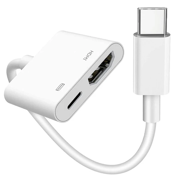 Type-C iPhone 15 Pro Max ile Uyumlu Pd Şarj Girişli Hdmi Görüntü Aktarım Kablosu