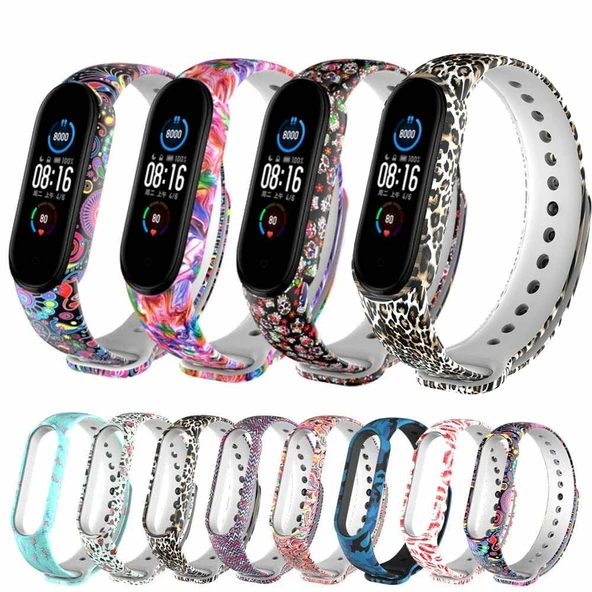 Xiaomi Mi Band 5 Mi Band 6 Mi Band 7 Uyumlu Desenli Silikon Kordon ürün görseli