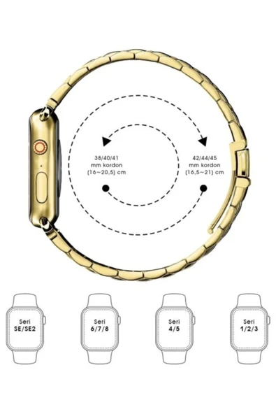 Apple Watch 7 8 9 10 Ultra 2 44 45 46 49mm Uyumlu Çelik Kordon - Resim 9