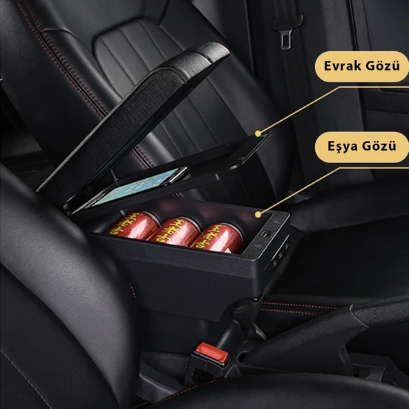 Dacia Sandero ile Uyumlu 2013-2018 Delmesiz Vidasız Kol Dayama Kolçak - 8