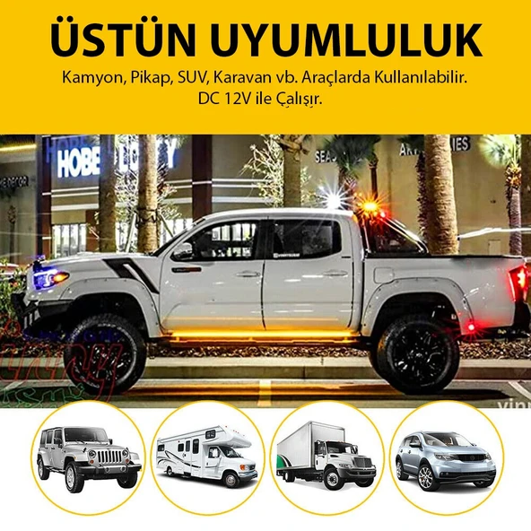 Pick Up Off Road Karavan Suv Yan Basamak Ledi DRL Sinyalli 150cm - 2