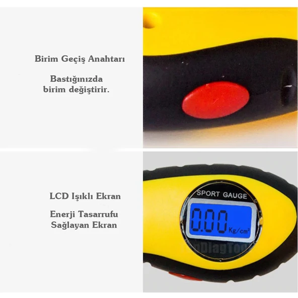 Dijital Lastik Basınç Ölçer Araba Bisiklet Kamyon Oto PSI Ölçer - 3