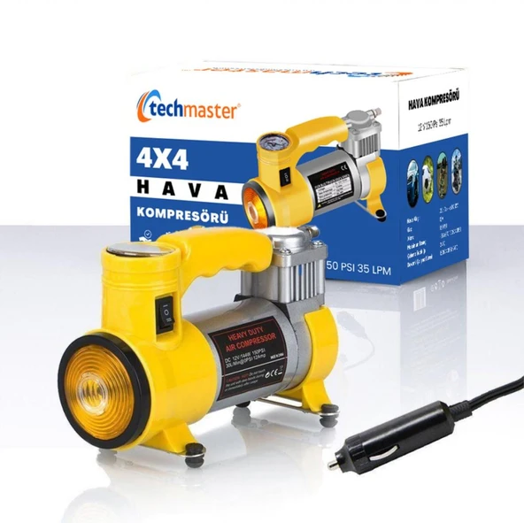 Araba Oto Araç Lastik Şişirme Pompası Metal Gövde Kompresör - 7