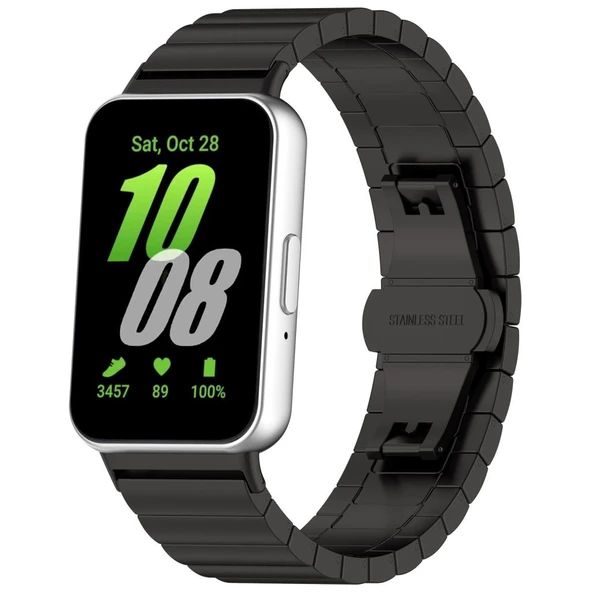 Samsung Galaxy Fit 3 R390 Uyumlu Metal Baklalı Çelik Kordon Kayış - 2