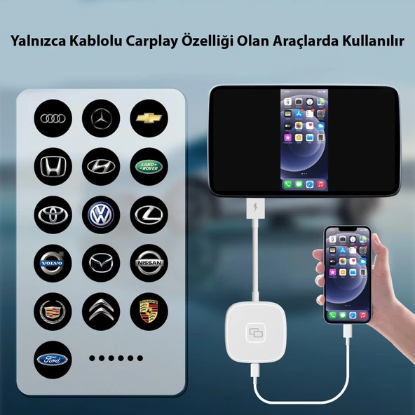 iPhone iPad ile Uyumlu Kablosuz CarPlay Görüntü Screen Mirror Aktarım Adaptörü - 4