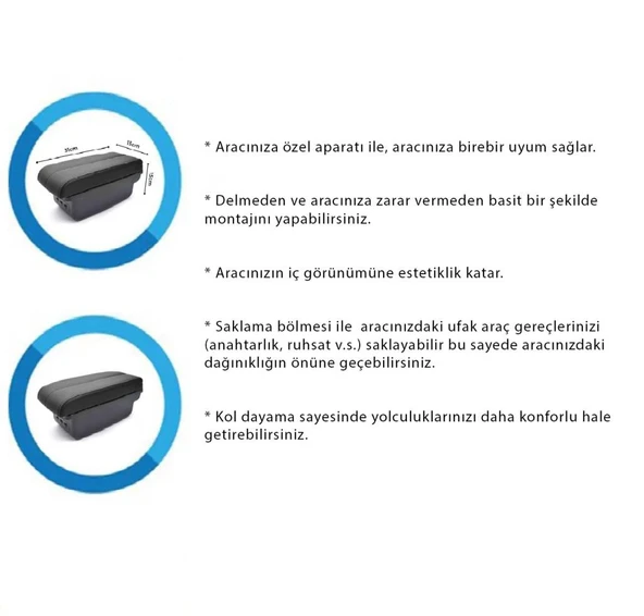 Hyundai Accent ile Uyumlu 2017-2020 Delmesiz Vidasız Kol Dayama Kolçak - 4