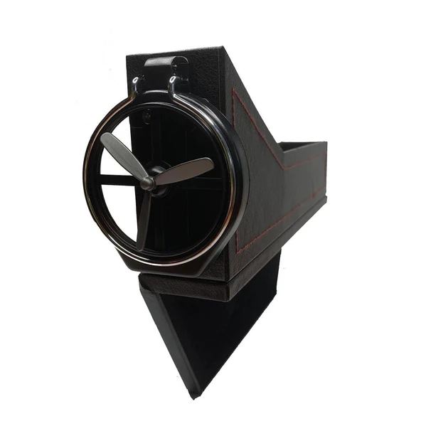 Araç İçin Deri Kaplı Şöför Koltuk Yanı Organizer Bardak Tutucu - 6