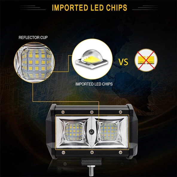 18 Ledli 54W Metal Kasalı Off Road Gündüz Yayıcı Sis Lambası 12V - 2