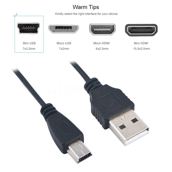 30 cm 5 Pin Mini Usb Kamera HDD Navigasyon Mp3 Harddisk Kablosu - 2