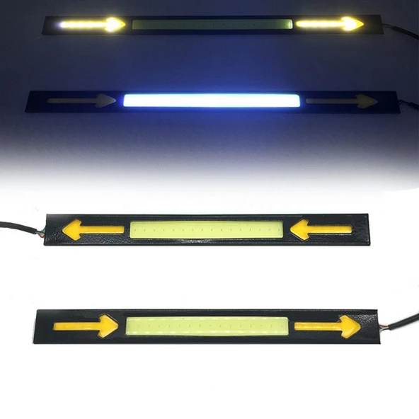 Gündüz Ledi Farı COB DRL Su Geçirmez Beyaz Sarı Sinyali İnce - 2