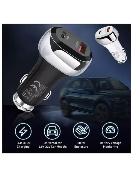 38w Pd 20w Qc 3.0 18w Hızlı Araç Şarj Cihazı YSY312 Siyah - 4