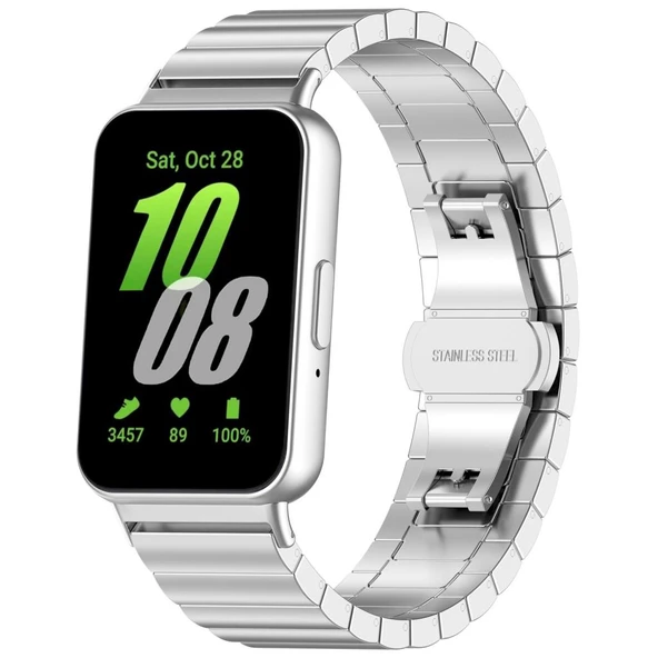 Samsung Galaxy Fit 3 R390 Uyumlu Metal Baklalı Çelik Kordon Kayış - 3