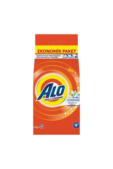 Alo 10 Kg Kar Çiçeği Ferahlğı Beyazlar Ve Renkliler Hızlı Çözülme Toz Deterjan