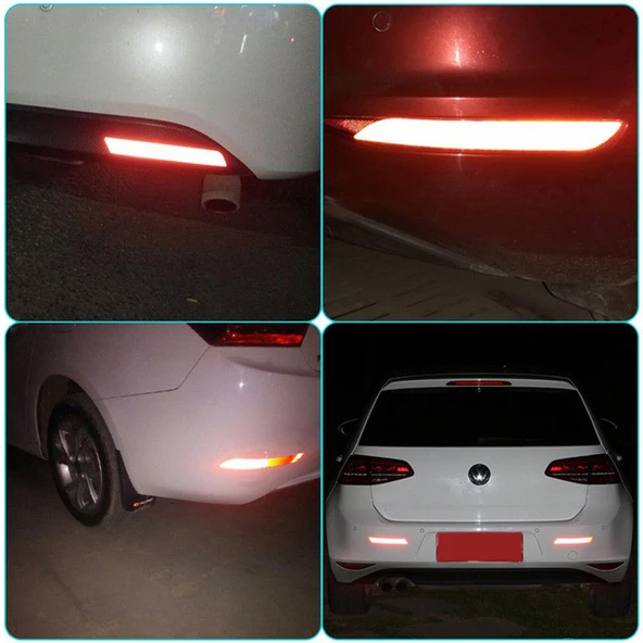 Araç Araba Oto Tampon Reflektörü Kırmızı Sticker Yapıştıma - 3
