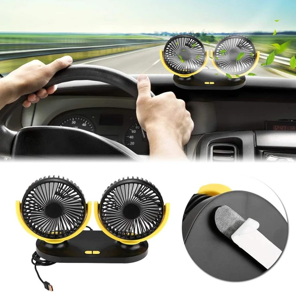 Araç Araba Ev Ofis Masaüstü 2 li Vantilatör Fan Pervane Usb Girişli X916 - 5