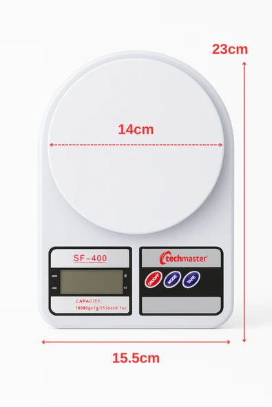 Techmaster Dijital Hassas 10 Kg Mutfak Terazisi Tartısı Lcd Ekranlı - 2