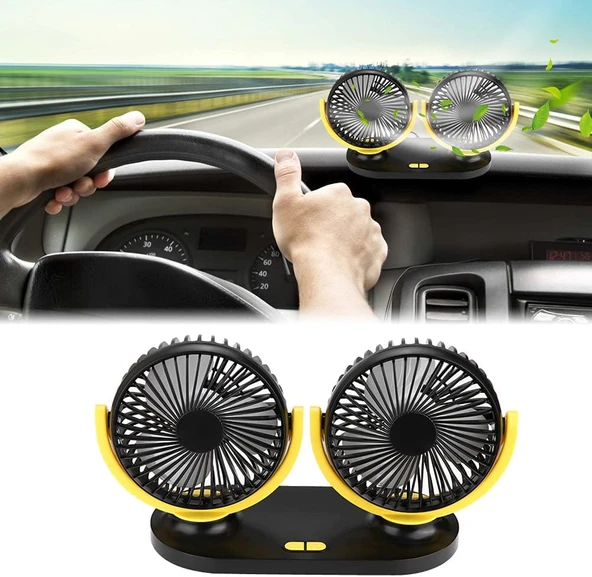 Araç Araba Ev Ofis Masaüstü 2 li Vantilatör Fan Pervane Usb Girişli X916 - 7