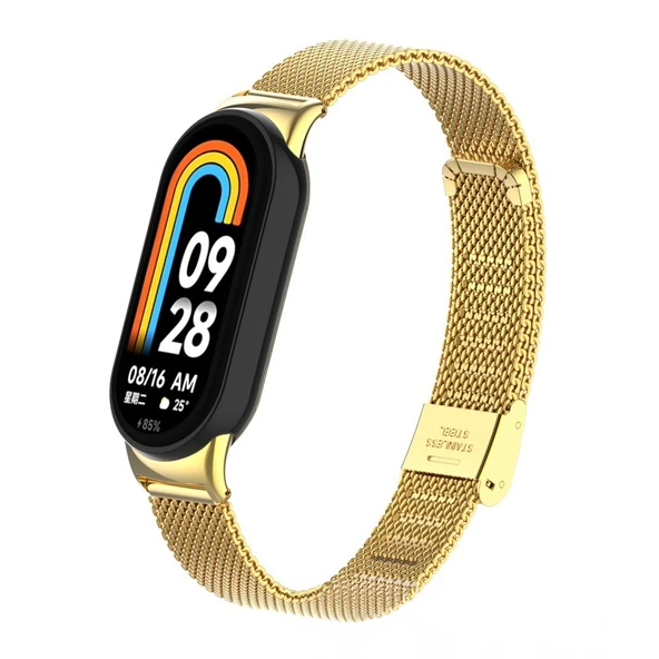 Xiaomi Mi Band 8 9 10 Uyumlu Paslanmaz Metal Hasır Tokalı Kordon Kayış - Resim 4