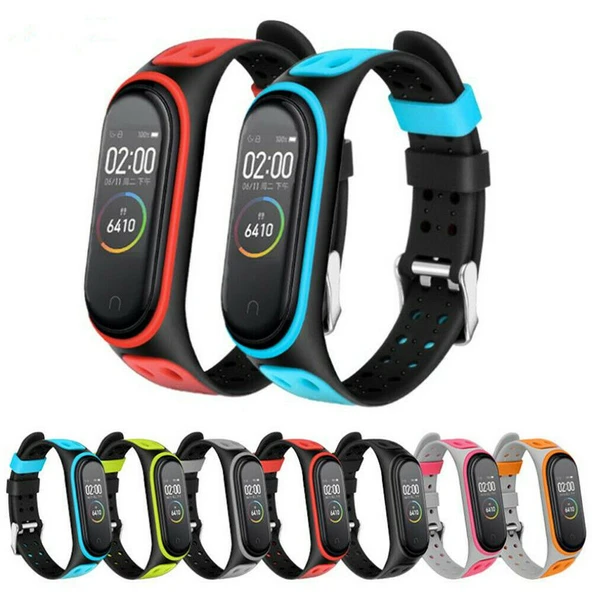 Xiaomi Mi Band 5 6 7 Uyumlu Delikli Spor Silikon Kordon Kayış