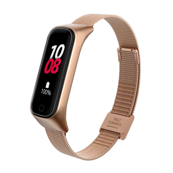 Samsung Galaxy Fit 2 R220 Uyumlu Metal Hasır Tokalı Kordon Kayış - Resim 12