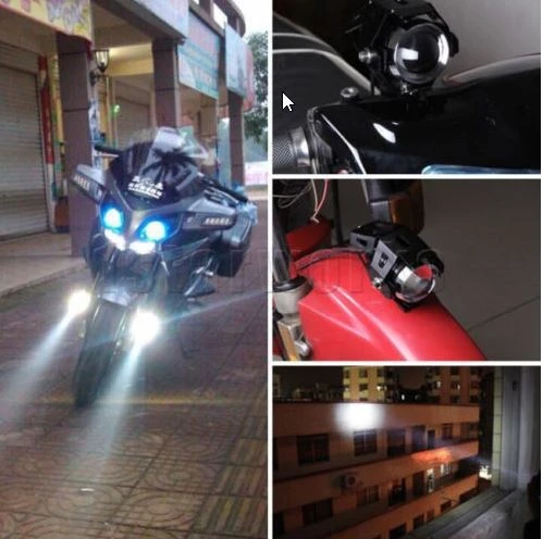 Motosiklet Sis Farı Cree U5 Led Mercekli Çakarlı HJG 1 Adet - Resim 2