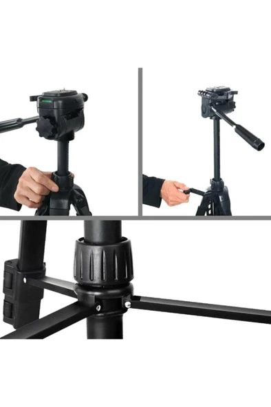 Telefon Canon Nikon ile Uyumlu 3kg Kapasite DSLR Uyumlu 157cm Tripod WT-3540 - 4