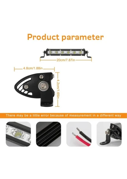 18W 6 Led Tek Sıra Yayıcı Off Road Gündüz Farı Lambası Projektör - 3