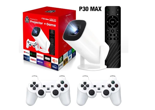 HCS350 Projeksiyon Retro Video Oyunu Konsolu + Android Tv  Android 11.0 TV Projeksiyon