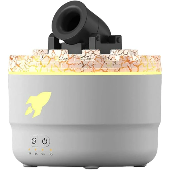 Ozmik Volkanik Kule Nemlendirici Sessiz Nem Alma Cihazı Aromaterapi Renkli LED Işık 280 ml BEYAZ - 7