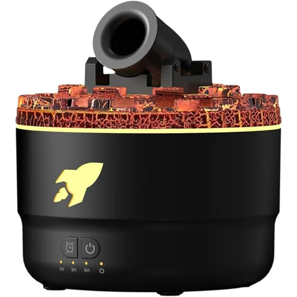 Ozmik Volkanik Kule Nemlendirici Sessiz Nem Alma Cihazı Aromaterapi Renkli LED Işık  280 ml SİYAH - 2