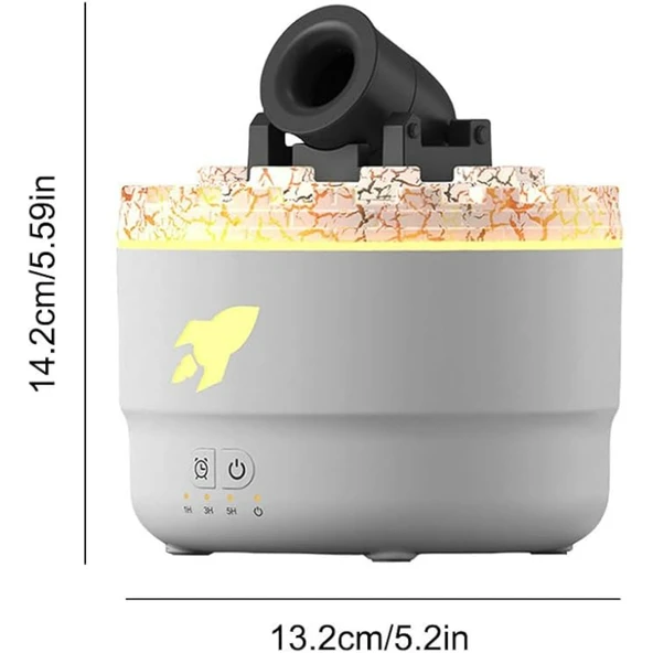 Ozmik Volkanik Kule Nemlendirici Sessiz Nem Alma Cihazı Aromaterapi Renkli LED Işık 280 ml BEYAZ - 5