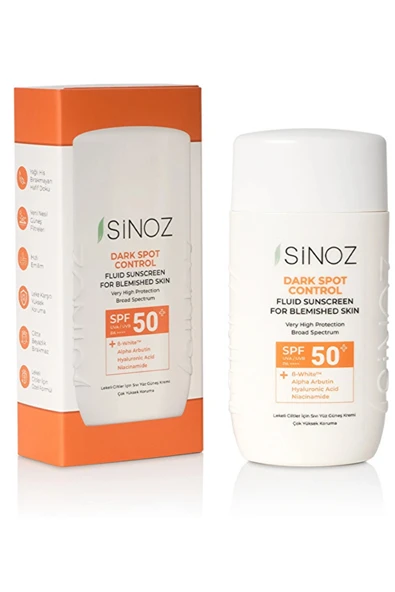 Sinoz SPF 50+ Lekeli Ciltlere Özel Sıvı Güneş Kremi – Leke Karşıtı, Hafif Yapı, Yüksek Koruma, 50 ml