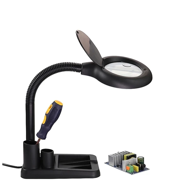 Esnek 5x /10x,40 Led Işıklı Büyüteç ,lamba  Büyüteç Okuma, Çalışma Lehim Masa Lambası A808 - Resim 7
