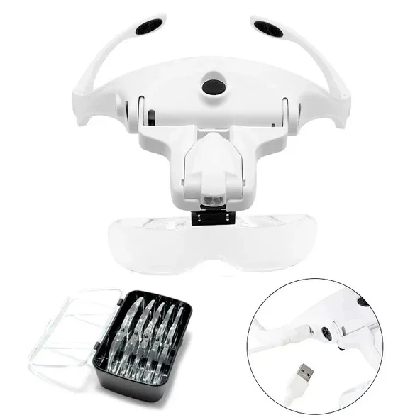 Şarjlı Gözlük Büyüteç Çalışma Büyüteci 5 Lensli 9892b2c - Resim 5