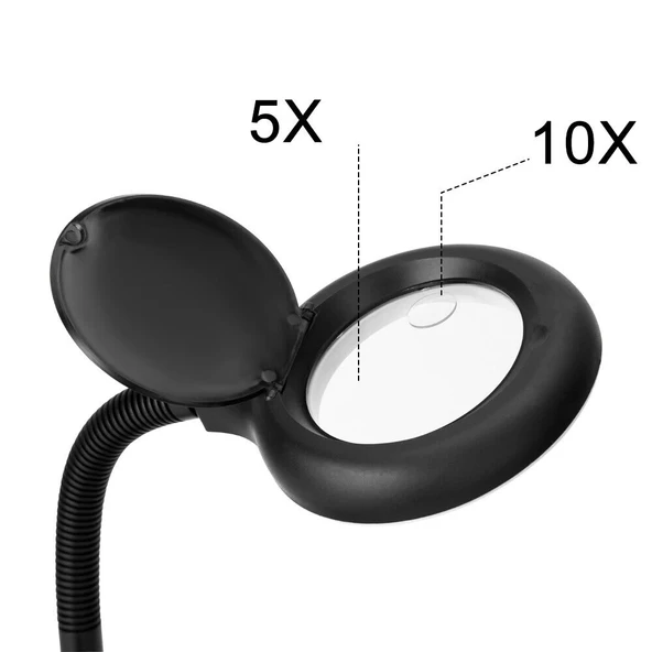 Esnek 5x /10x,40 Led Işıklı Büyüteç ,lamba  Büyüteç Okuma, Çalışma Lehim Masa Lambası A808 - Resim 6