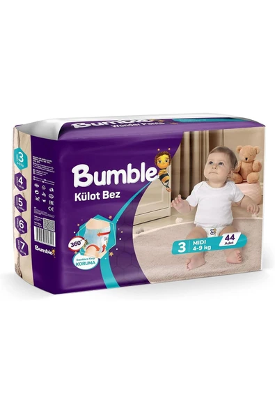 Bumble 3 Numara Midi Külot Bebek Bezi 44 Adet | 4-9 Kg ürün görseli
