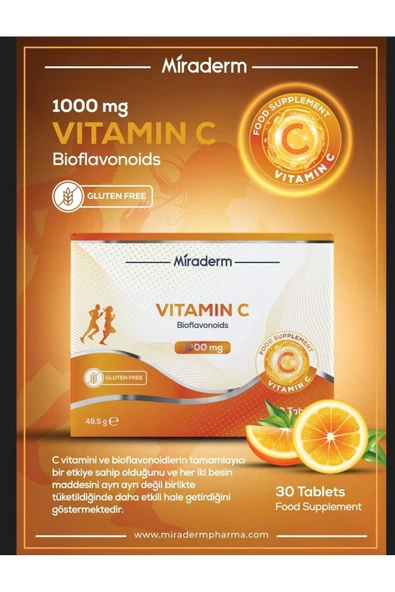 MİRADERM PHARMA MİRADERM VITAMIN C 1000 MG 30 TABLET - Resim 3
