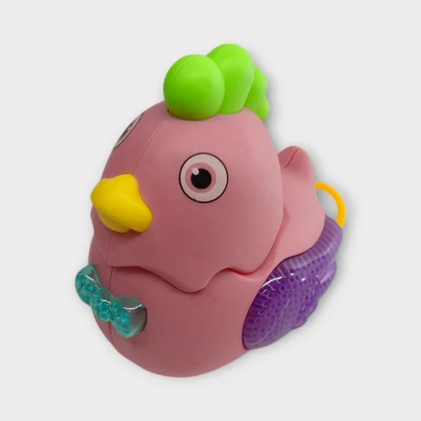 Kurmalı Işıklı Sevimli Tavuk - Pembe - 2