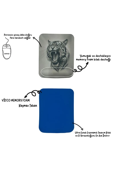 Bilek Destekli Memory Foam Kaymaz Taban Mouse Pad MSP-009 DESENLİ 3 - 2
