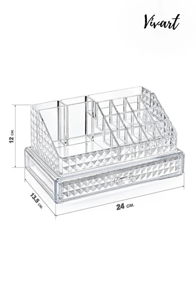 Vivart Özel Tasarım Çekmeceli Akrilik Makyaj Malzeme Organizeri Makyaj Organizeri - 2