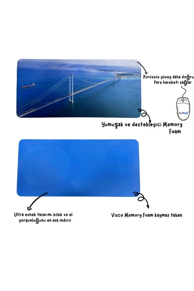 Büyük Boy Köprü Manzara Baskılı Memory Foam Kaymaz Taban Mouse Pad - 2