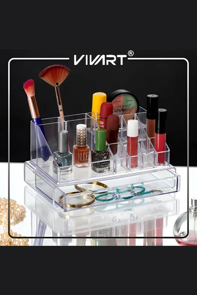 Vivart Özel Tasarım Çekmeceli Akrilik Makyaj Malzeme Organizeri Makyaj Organizeri