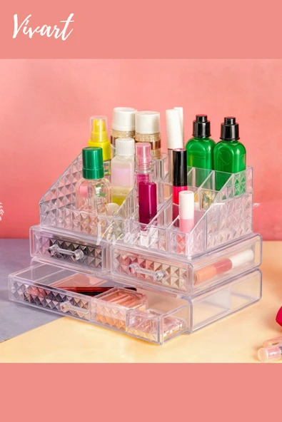 Vivart Lüx Özel Tasarım Çekmece Modul Makyaj Organizer Kozmetik Kalemlik Düzenleyeci