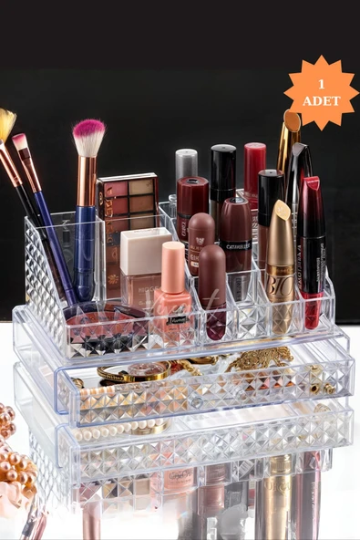 Vivart Özel Tasarım Çekmeceli Akrilik Makyaj Malzeme Organizeri Makyaj Organizeri