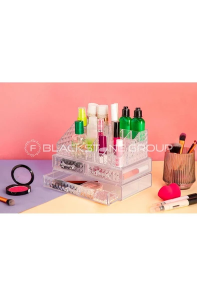F BLACKSTONE 3 Katlı Lüx Makyaj Takı Kalemlik Kozmetik Düzenleyici Organizer