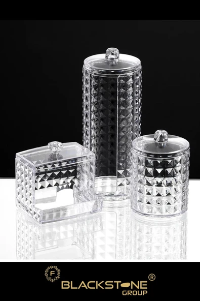 F BLACKSTONE 3 Lü Kapaklı Makyaj Organizeri Pamukluk Disklik Çok Amaçlı Makyaj Organizeri - 2