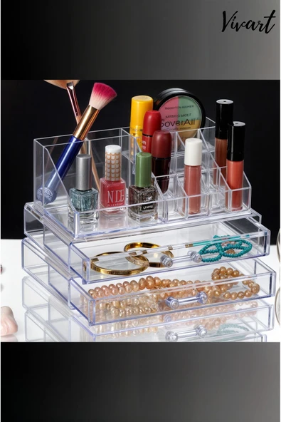 Vivart 3 Katlı Çekmeceli Makyaj Düzenleyici Organizer Set - 2
