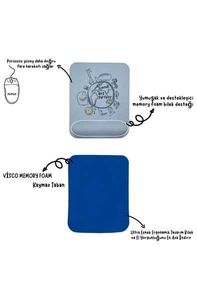Bilek Destekli Memory Foam Kaymaz Taban Mouse Pad MSP-009 DESENLİ 2 - 2