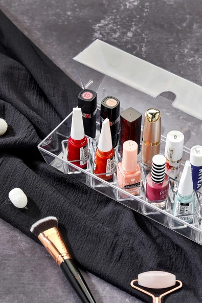 Vivart Capsul 1- Bölmeli Rujluk ve Ojelik Makyaj Organizer Taşınabilir Saklanabilir Kapaklı - 2