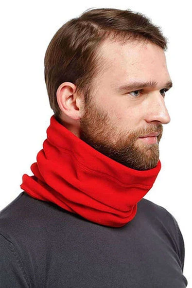 Polar Unisex İpli Bere ve Boyunluk Kırmızı - Resim 3